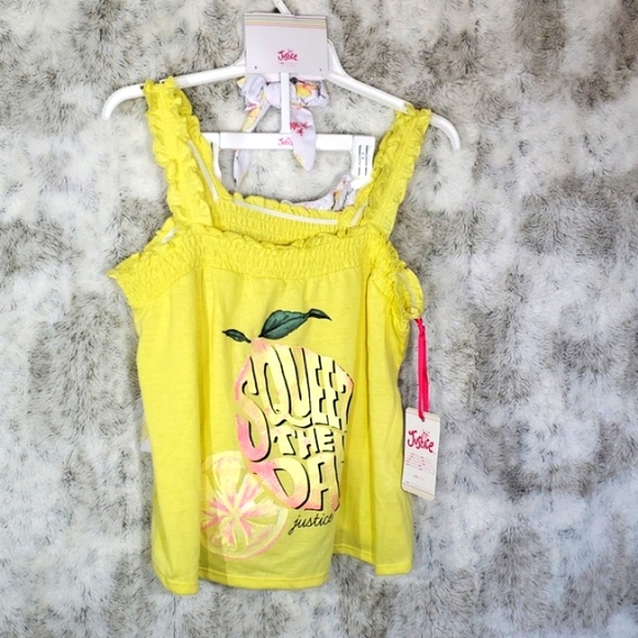 NWT Justice Girls Smocked Tank &Short Pajama Set &Scrunchie, 2-Piece Sz 16/18 - Picture 3 of 16